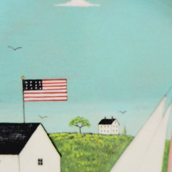 Coastal Breeze Plastic Salad Plate Set Lighthouse & Boat Warren Kimble Folk Art - Picture 6 of 12